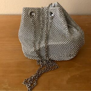Estee Lauder & Lilly Pulitzer Rhinestone Silver Clutch Handbag Bucket Bag